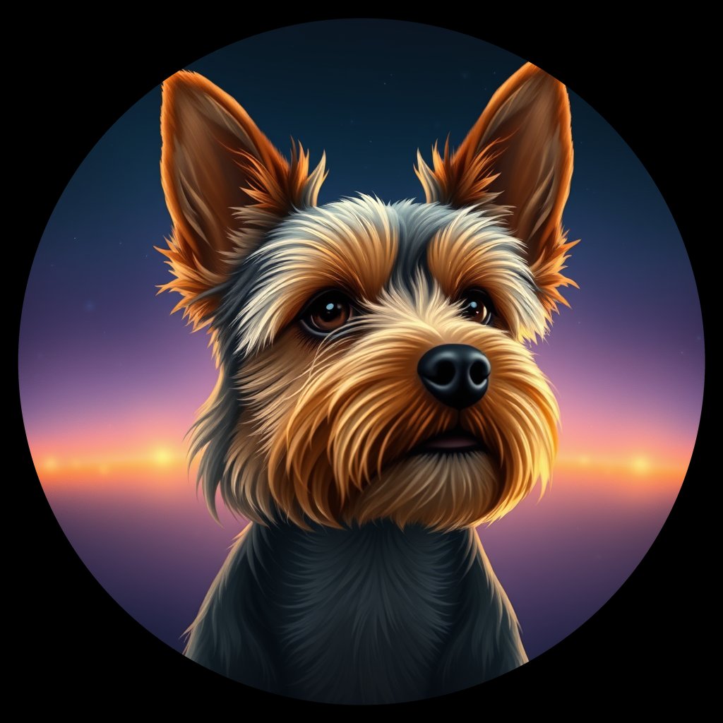 Cosmic medallion portrait of Paula-Sanders-YT_Paula-Sanders-YT, a Yorkshire Terrier