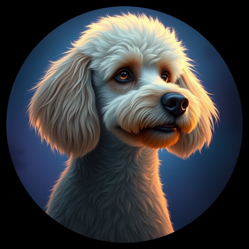 Cosmic medallion portrait of Pdl_GT338_Pdl_GT338, a Poodle