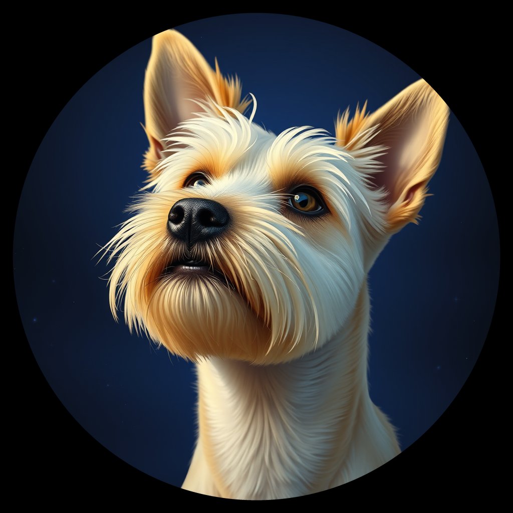 Cosmic medallion portrait of Peerie-CT_Peerie-CT, a Cairn Terrier