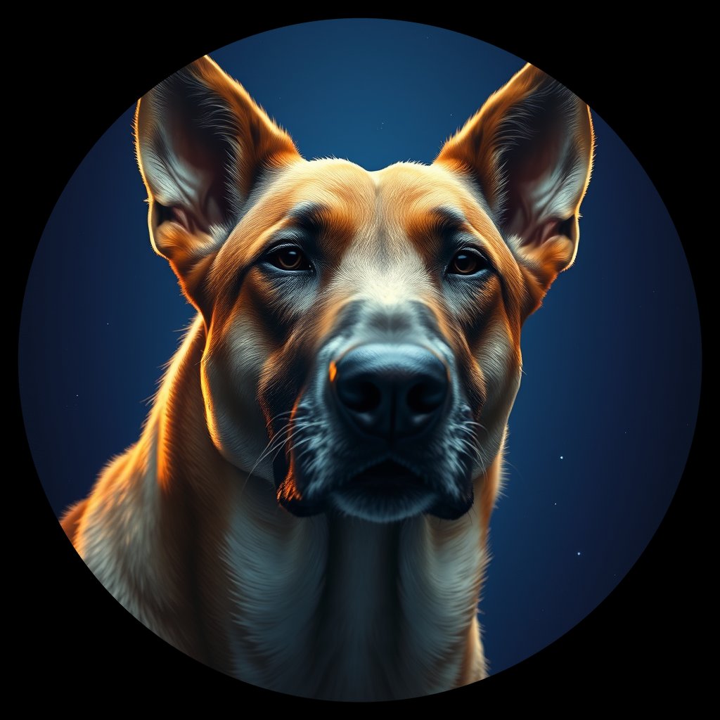 Cosmic medallion portrait of Peter_Peter, a Canaan Dog