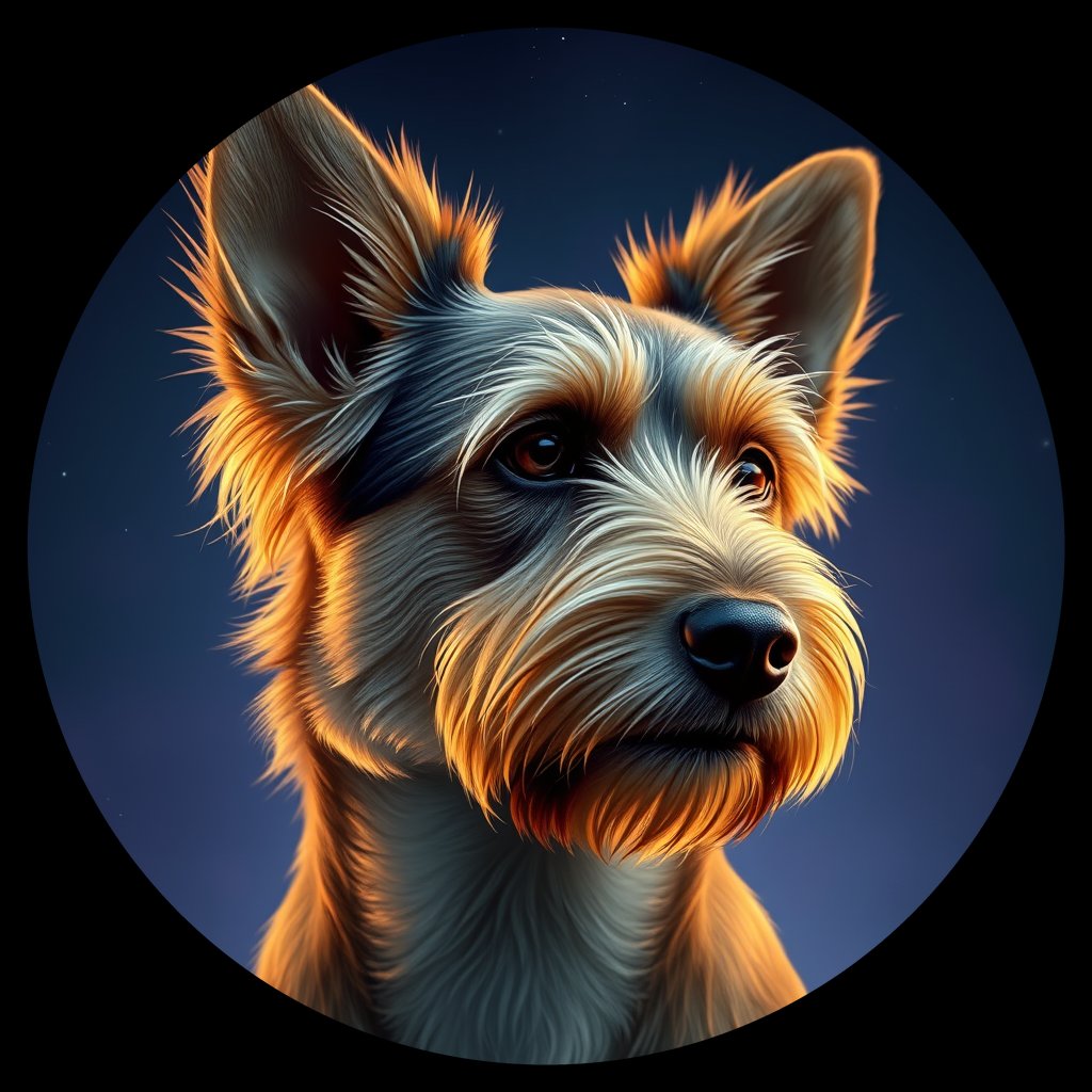 Cosmic medallion portrait of Pippin-YT-CONTROL_Pippin-YT-CONTROL