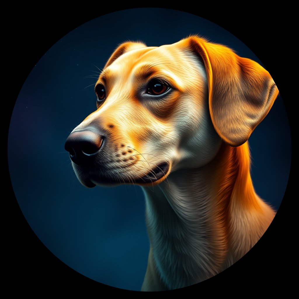 Cosmic medallion portrait of QA12_QA12, a Village Dog Qatar