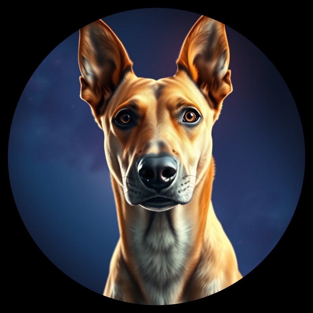 Cosmic medallion portrait of QA18_QA18, a Village Dog Qatar