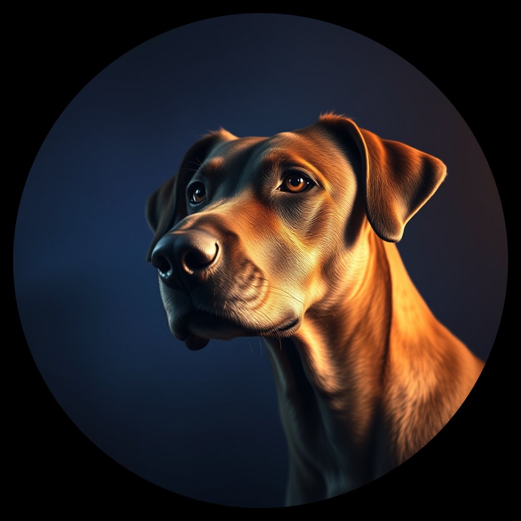 Cosmic medallion portrait of QA25_QA25, a Village Dog Qatar