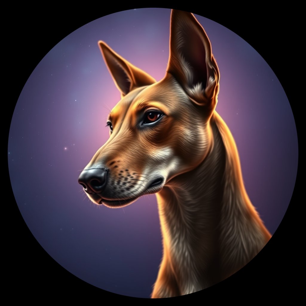 Cosmic medallion portrait of QA32_QA32, a Village Dog Qatar