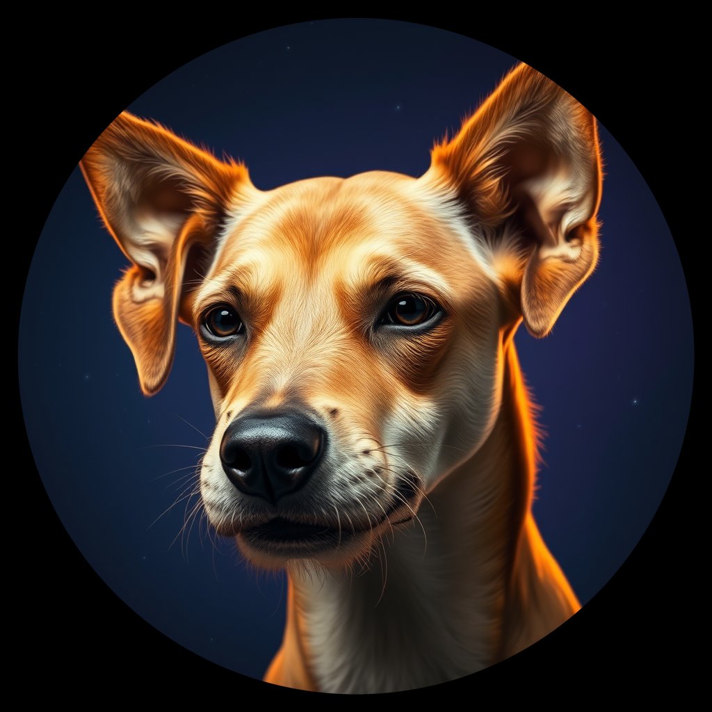 Cosmic medallion portrait of QA4_QA4, a Village Dog Qatar