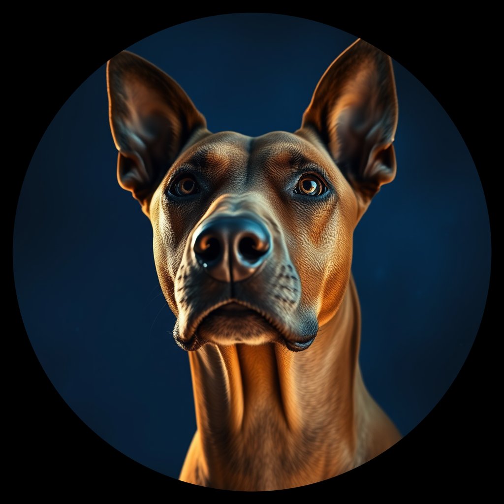 Cosmic medallion portrait of RHOD_RHOD_13C11, a Rhodesian Ridgeback