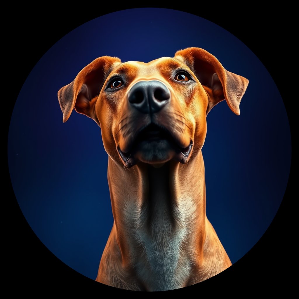 Cosmic medallion portrait of RHOD_RHOD_13E12, a Rhodesian Ridgeback