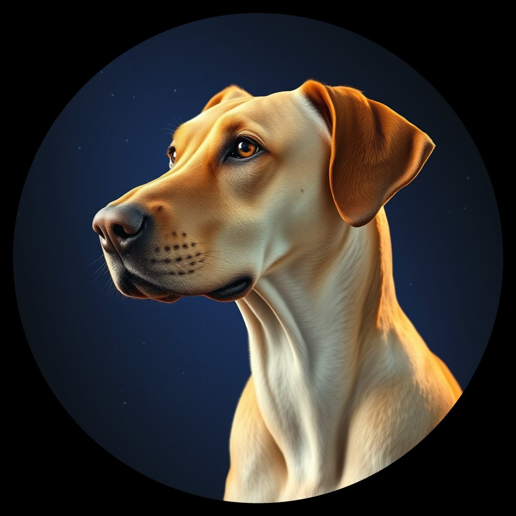 Cosmic medallion portrait of RHOD_RHOD_13H11, a Rhodesian Ridgeback