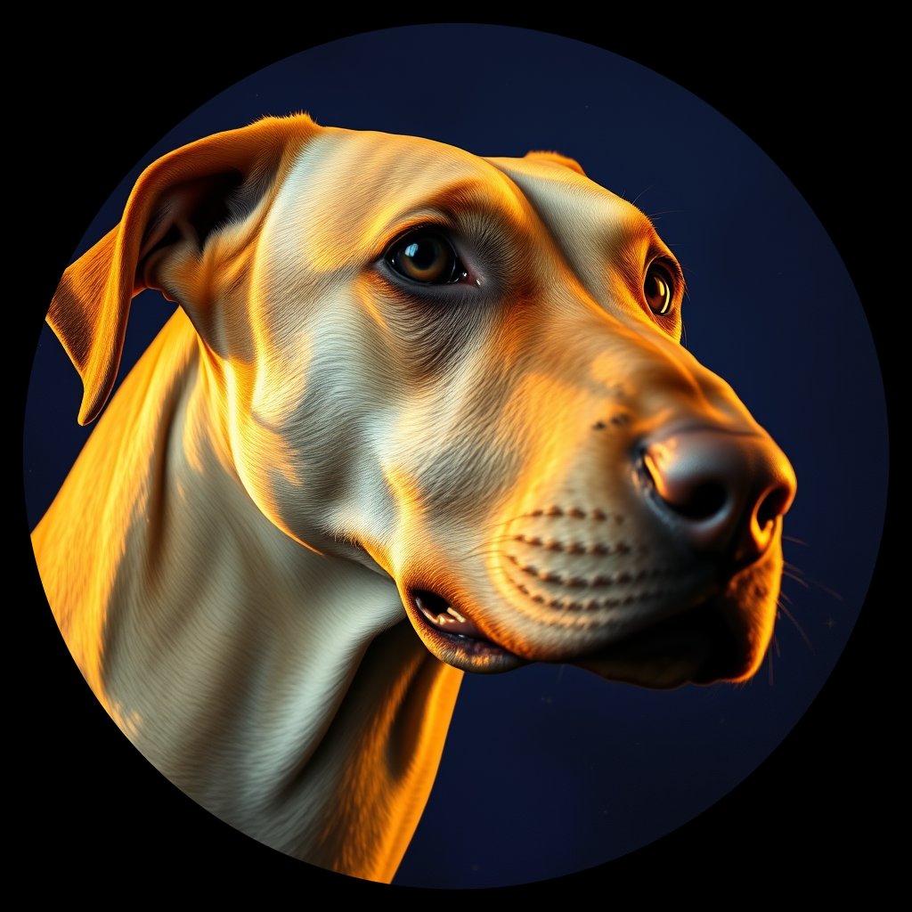 Cosmic medallion portrait of RHOD_RHOD_14B10, a Rhodesian Ridgeback