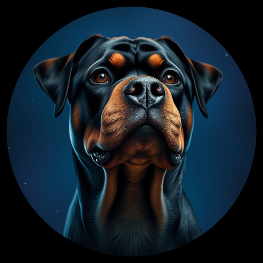 Cosmic medallion portrait of ROTT_ROTT_01014, a Rottweiler
