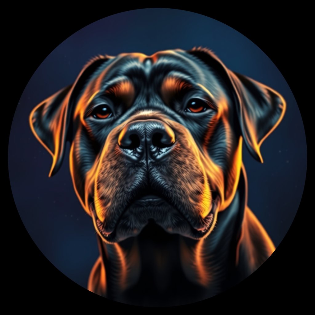 Cosmic medallion portrait of ROTT_ROTT_21895, a Rottweiler