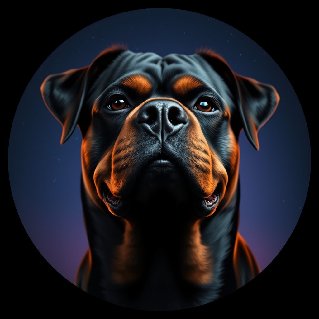 Cosmic medallion portrait of ROTT_Rtw_0GT351, a Rottweiler