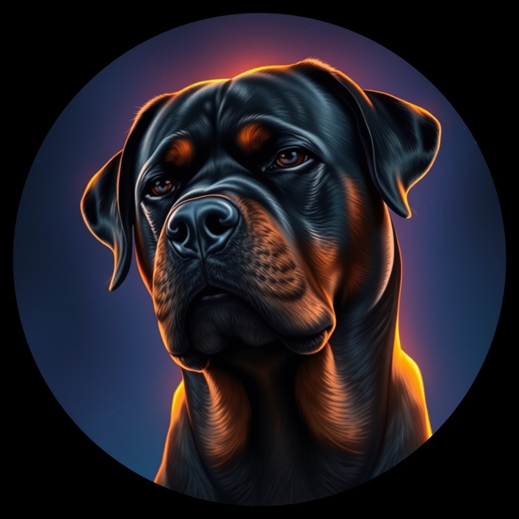 Cosmic medallion portrait of ROTT_Rtw_0GT352, a Rottweiler