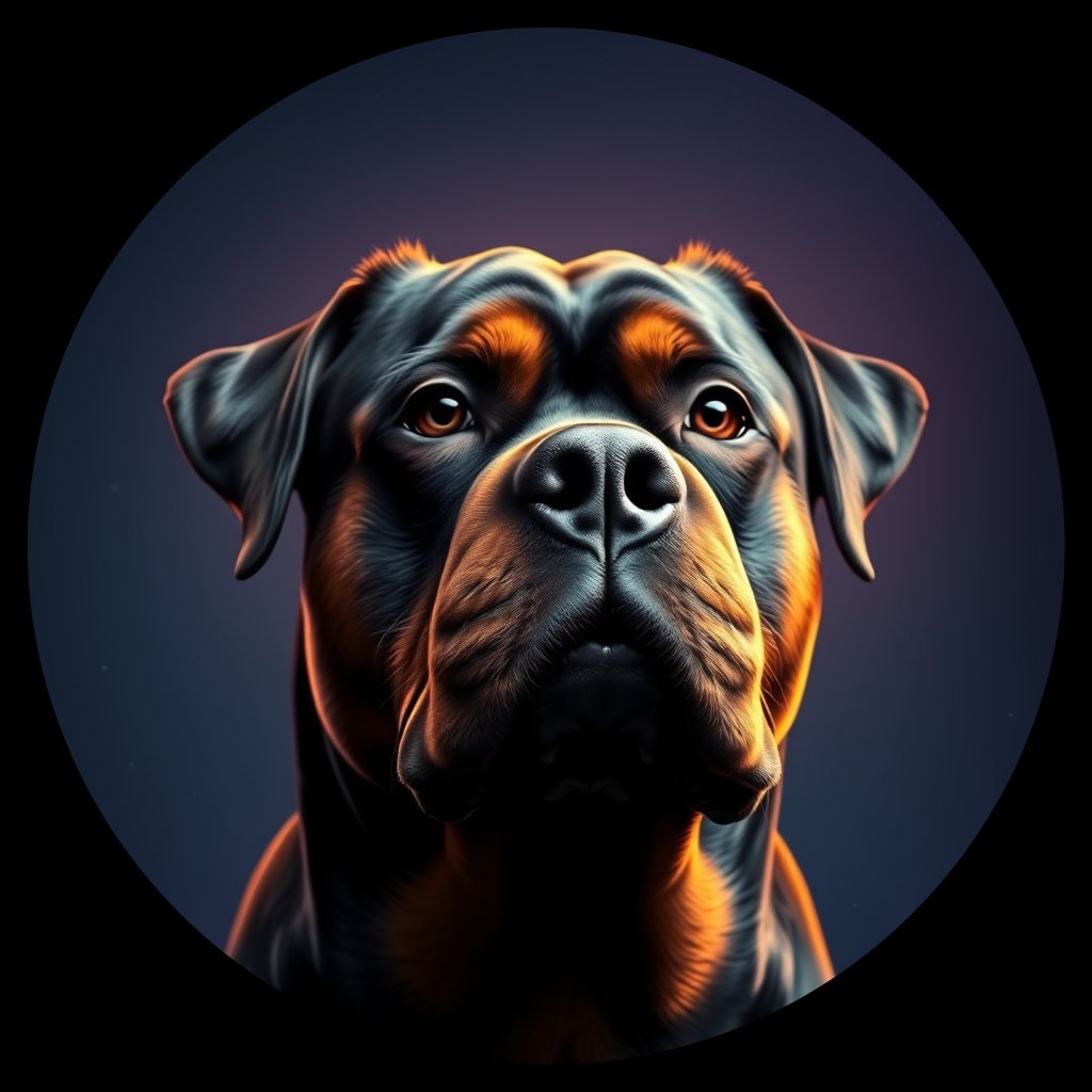 Cosmic medallion portrait of ROTT_Rtw_0GT353, a Rottweiler