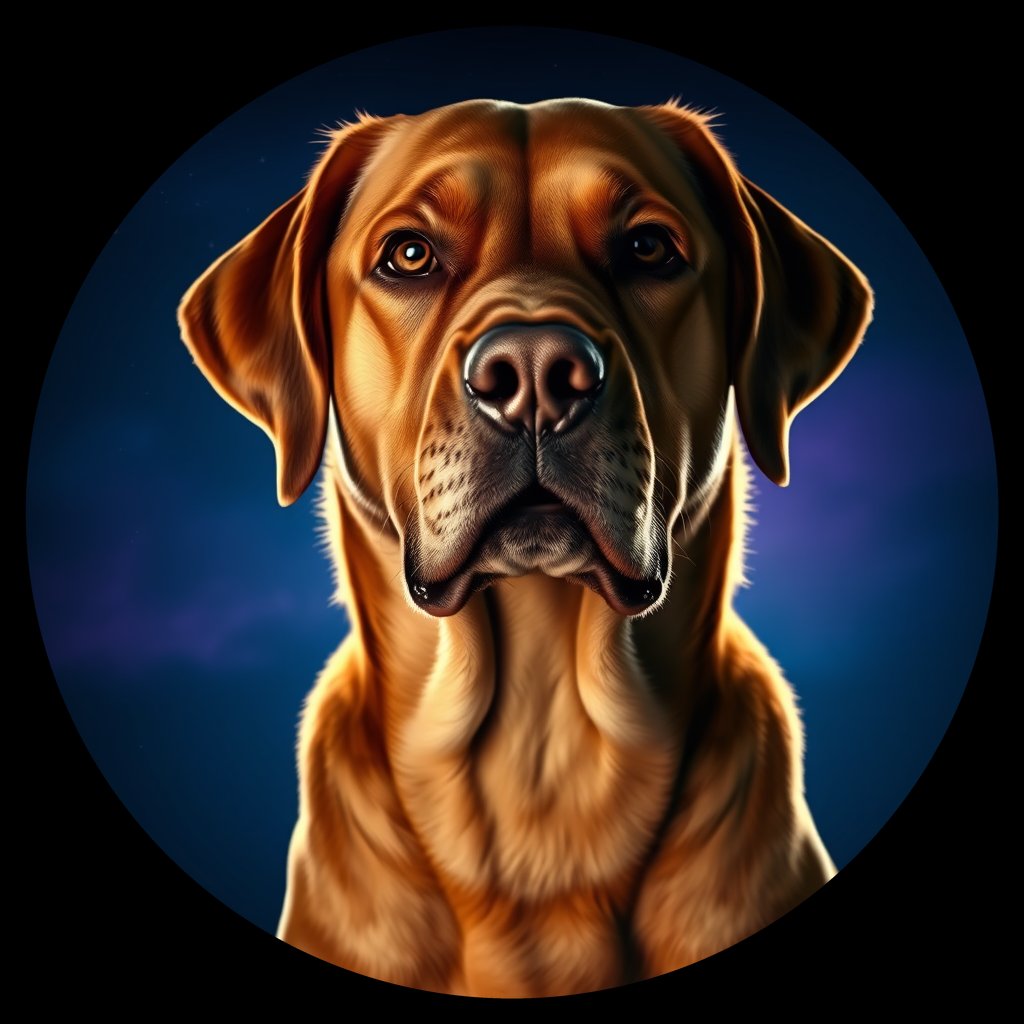 Cosmic medallion portrait of RTVB_RTVB_31258, a Retriever Breed Unknown