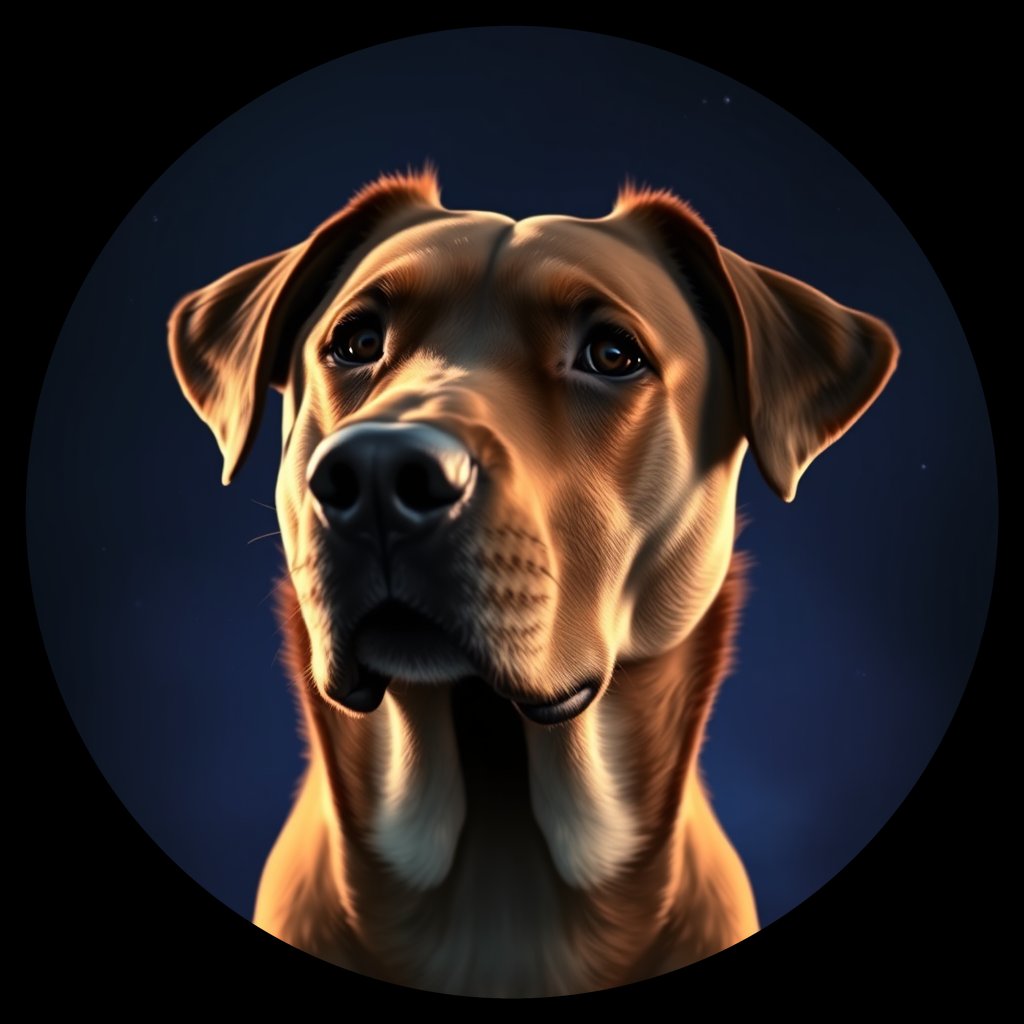 Cosmic medallion portrait of RTVB_RTVB_31262, a Retriever Breed Unknown