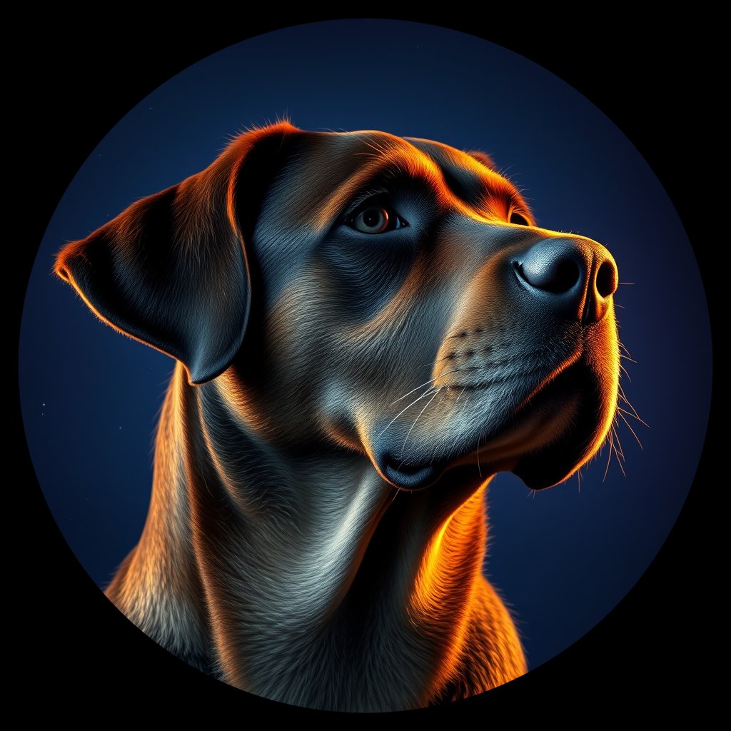 Cosmic medallion portrait of RTVB_RTVB_d5482, a Retriever Breed Unknown