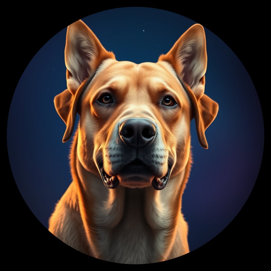Cosmic medallion portrait of RTVB_RTVB_d5864, a Retriever Breed Unknown
