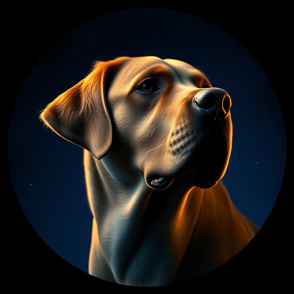 Cosmic medallion portrait of RTVB_RTVB_d5865, a Retriever Breed Unknown