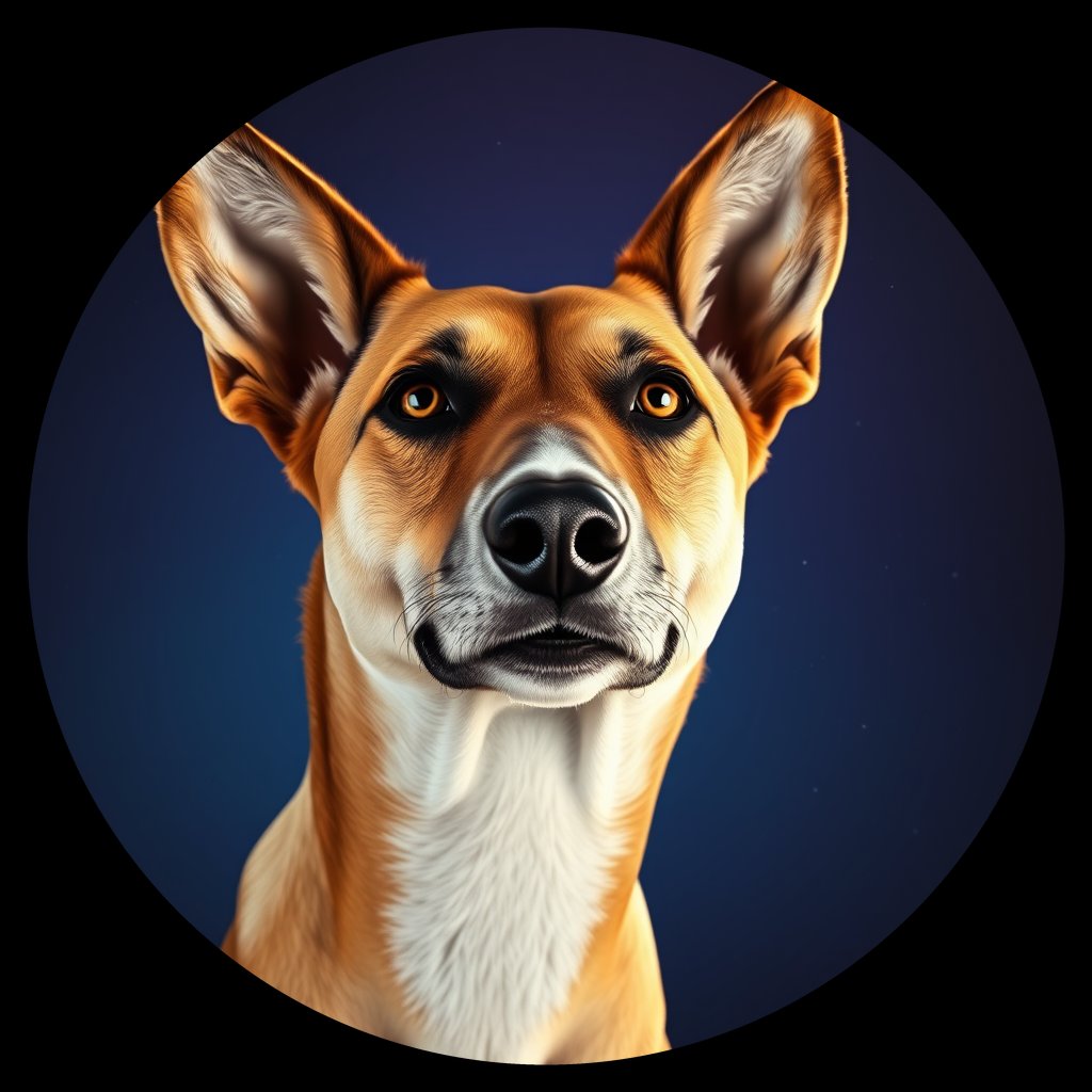 Cosmic medallion portrait of Reen_Reen, a Canaan Dog