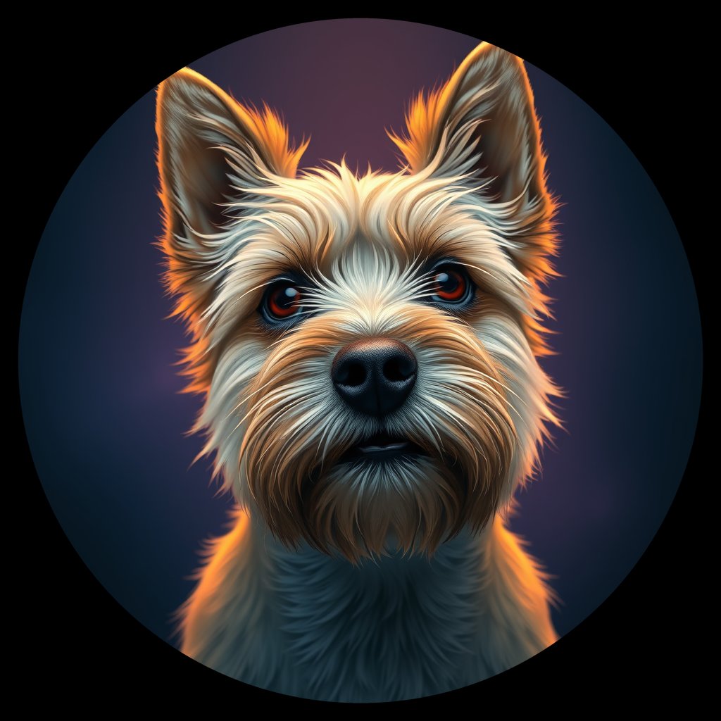 Cosmic medallion portrait of RickyMaas-Eastman-CT_RickyMaas-Eastman-CT, a Cairn Terrier