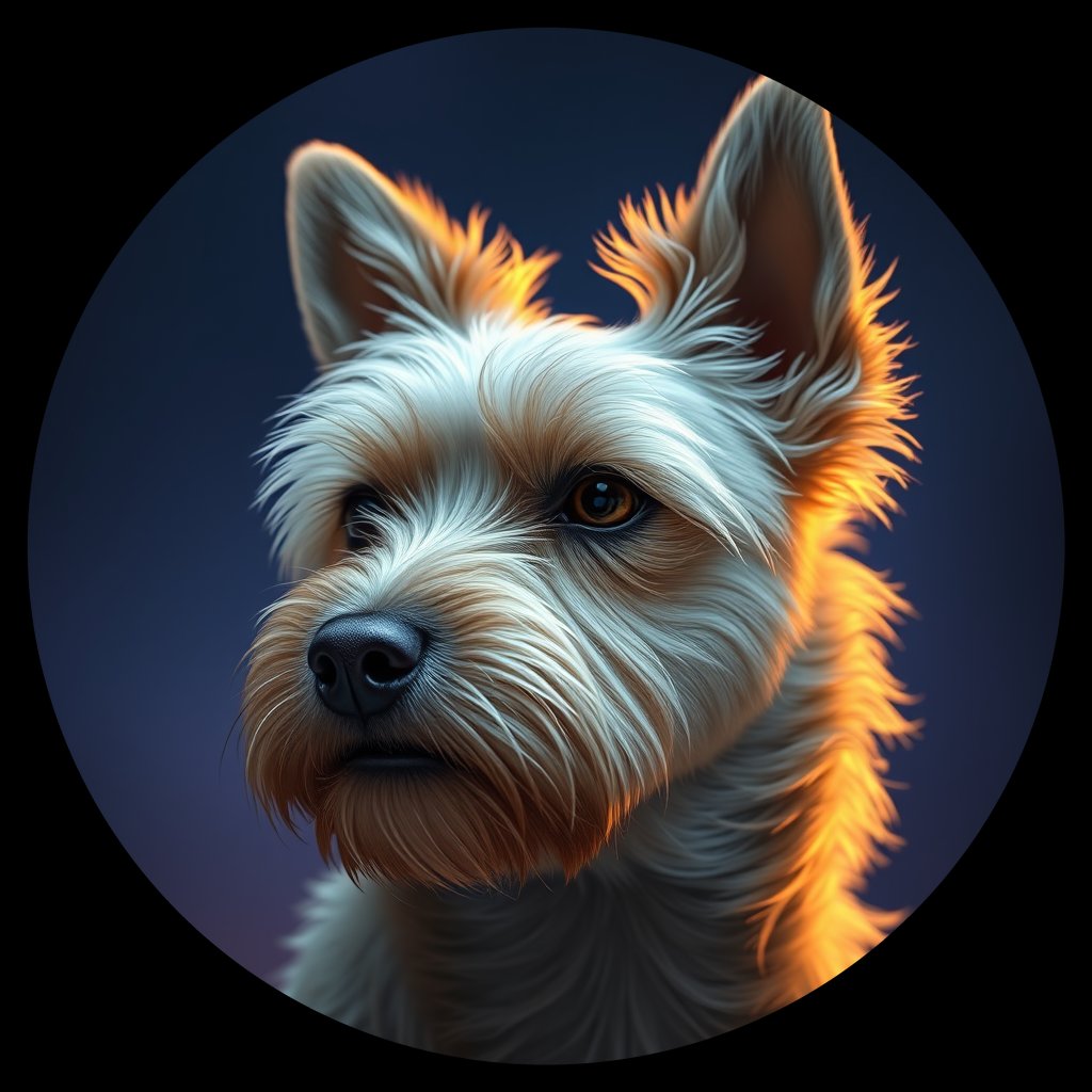 Cosmic medallion portrait of Robin-CT_Robin-CT, a Cairn Terrier