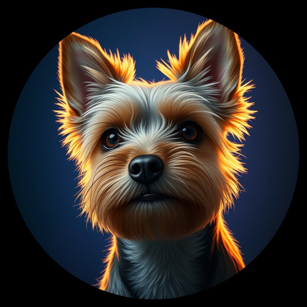Cosmic medallion portrait of Rosie-Loisel-YT_Rosie-Loisel-YT, a Yorkshire Terrier
