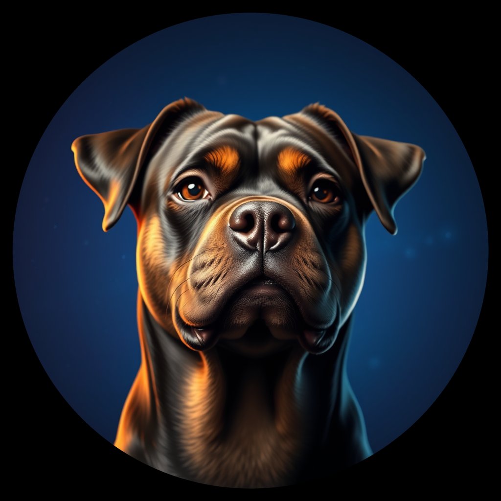 Cosmic medallion portrait of Rottweiler_11050, a Rottweiler