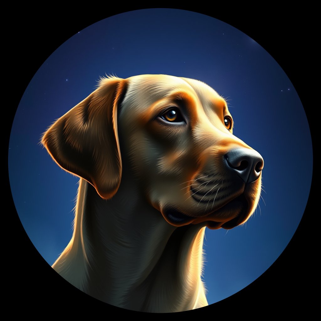 Cosmic medallion portrait of Rottweiler_4297, a Labrador Retriever