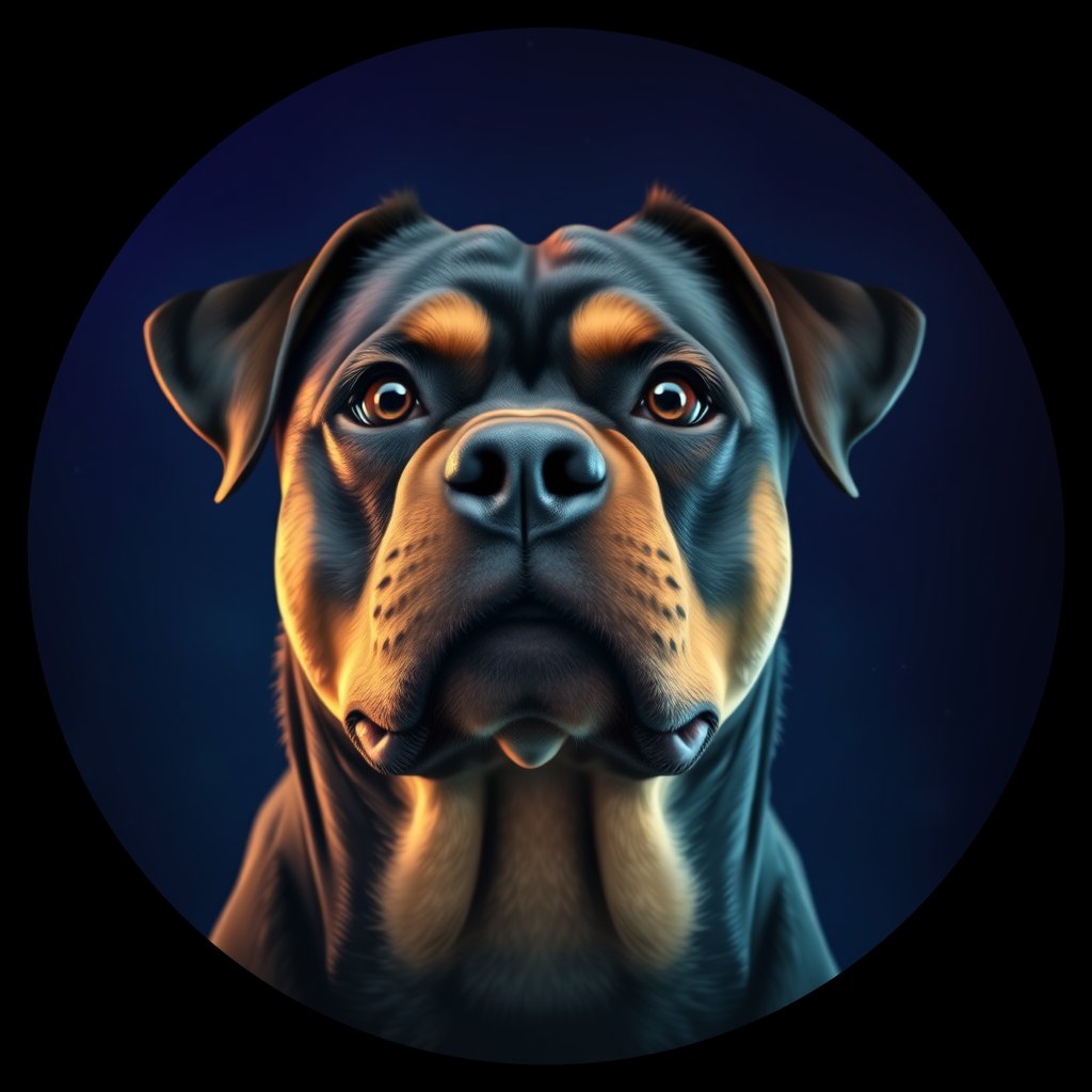 Cosmic medallion portrait of Rottweiler_5794, a Rottweiler