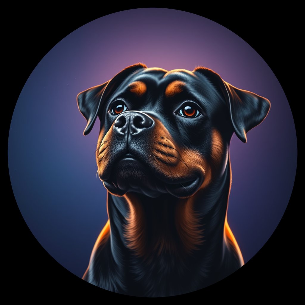 Cosmic medallion portrait of Rottweiler_7382, a Rottweiler