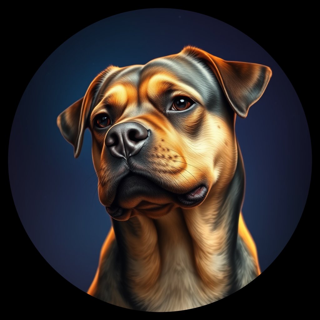 Cosmic medallion portrait of Rottweiler_7783, a Rottweiler