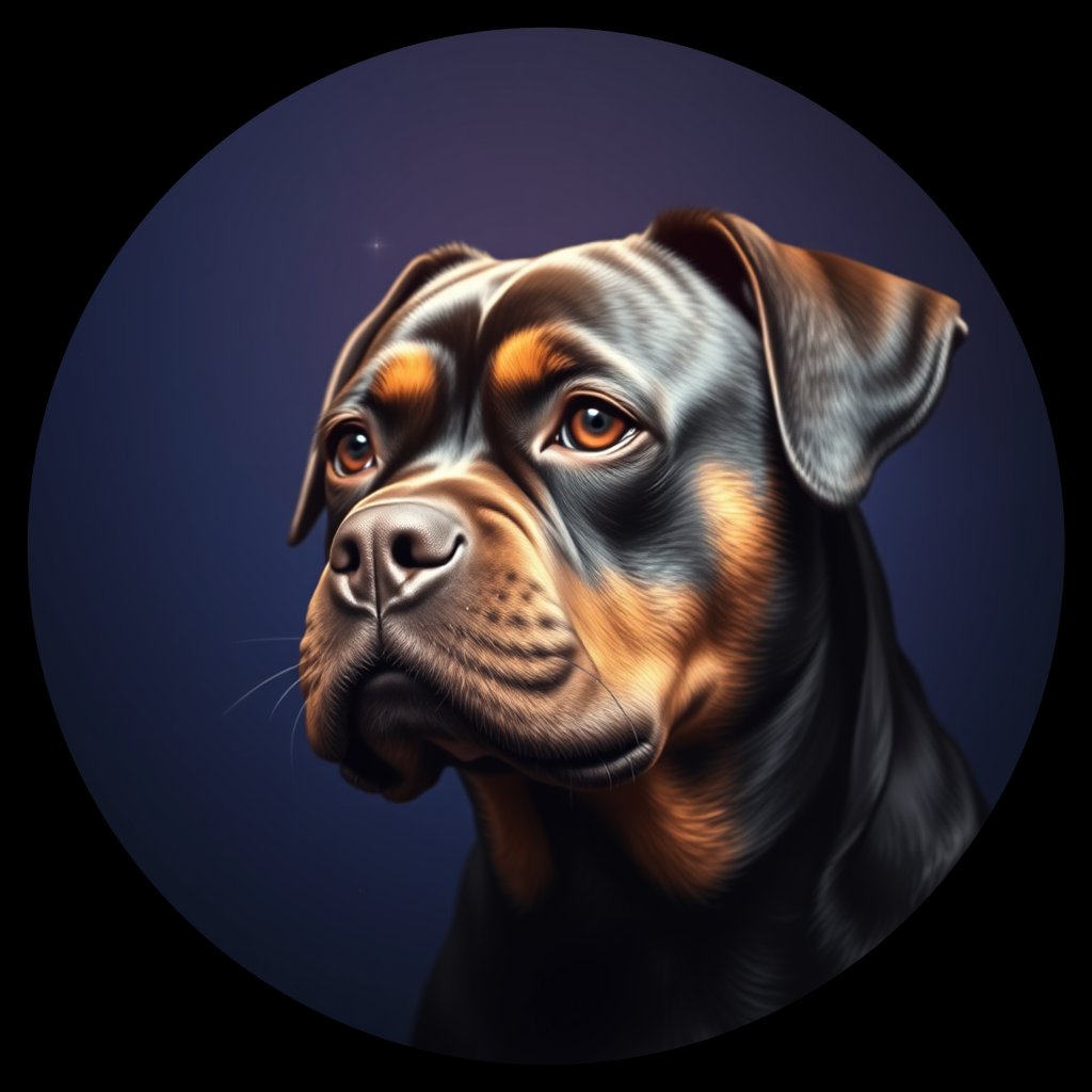 Cosmic medallion portrait of Rottweiler_8241, a Rottweiler
