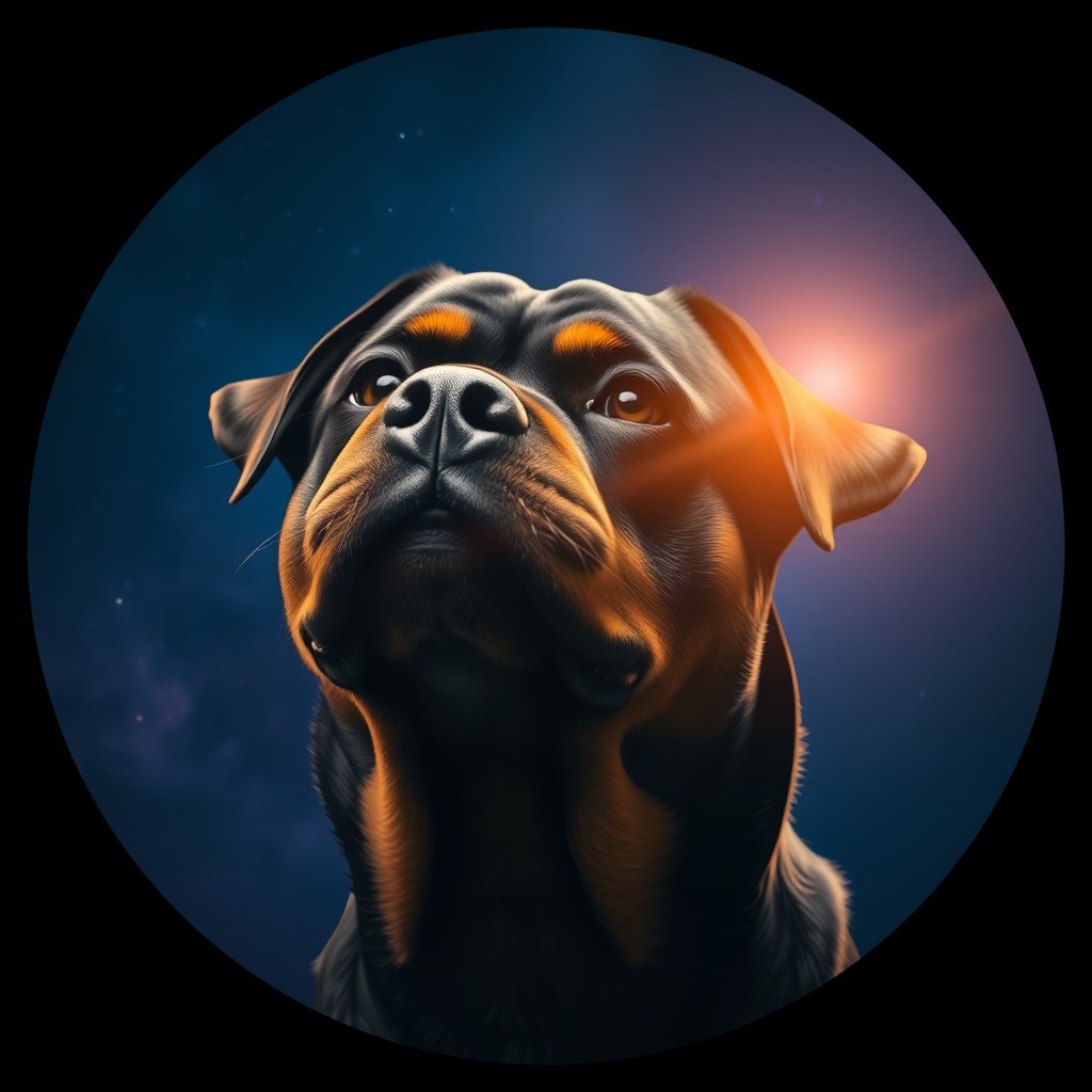 Cosmic medallion portrait of Rottweiler_8751, a Rottweiler