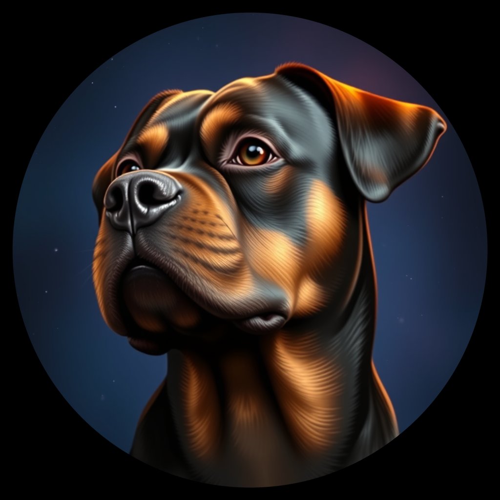 Cosmic medallion portrait of Rottweiler_8785, a Rottweiler
