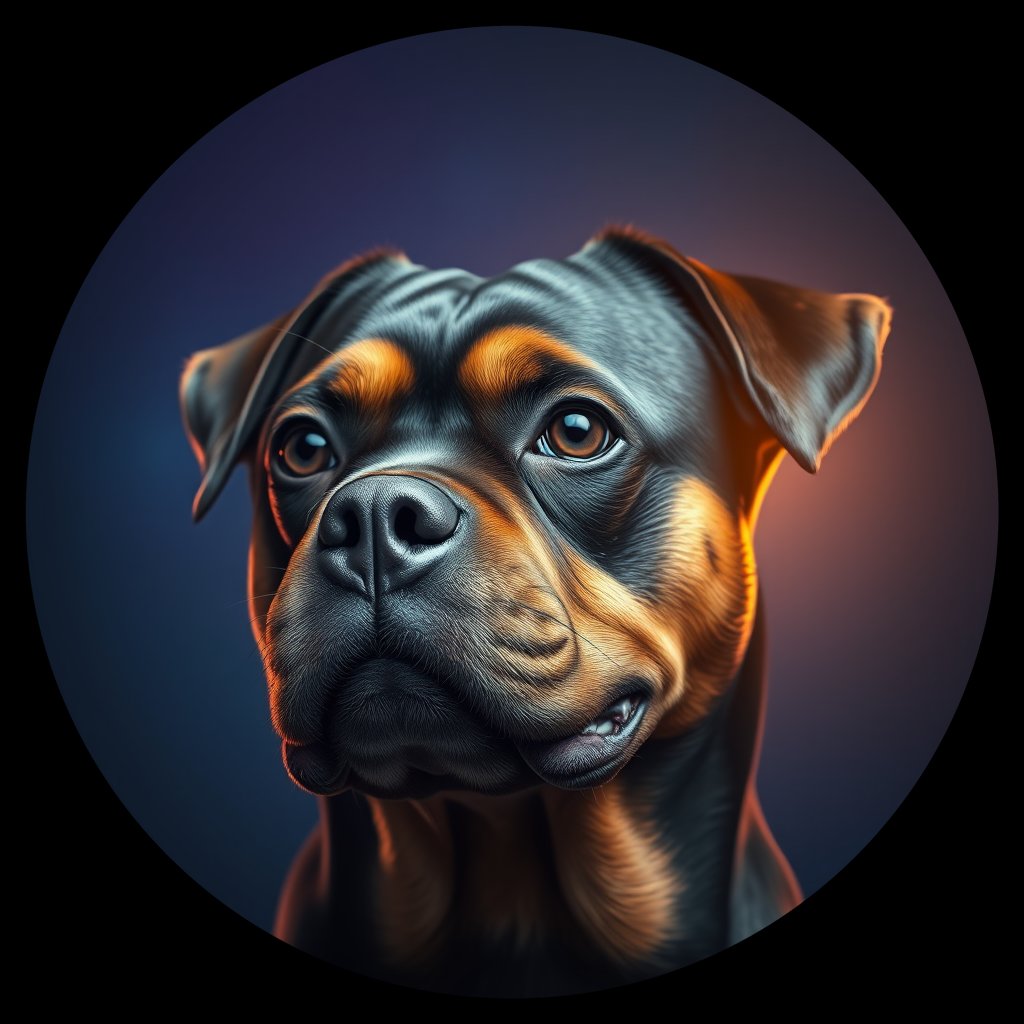 Cosmic medallion portrait of Rottweiler_9180, a Rottweiler