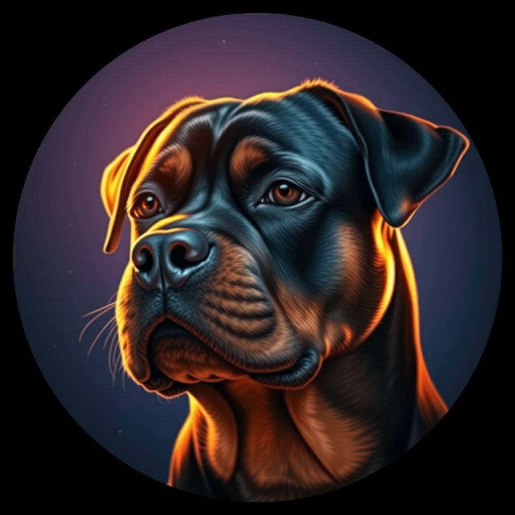 Cosmic medallion portrait of Rottweiler_9341, a Rottweiler