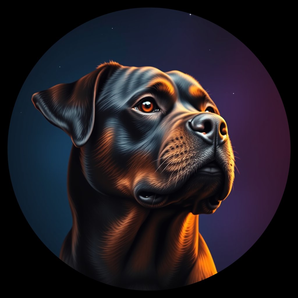 Cosmic medallion portrait of Rottweiler_9355, a Rottweiler