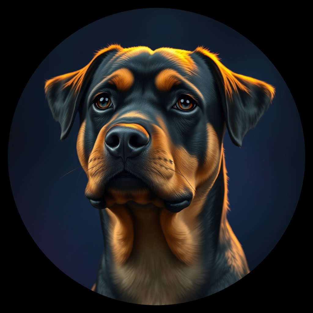 Cosmic medallion portrait of Rottweiler_ur_15_5_13, a Rottweiler