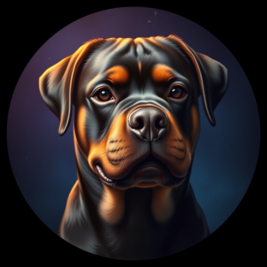 Cosmic medallion portrait of Rtw_GT346_Rtw_GT346, a Rottweiler