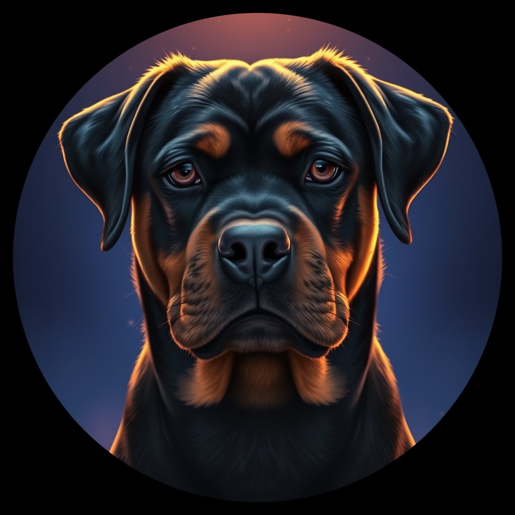 Cosmic medallion portrait of Rtw_GT347_Rtw_GT347, a Rottweiler