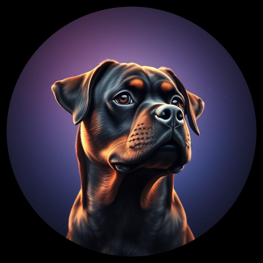 Cosmic medallion portrait of Rtw_GT348_Rtw_GT348, a Rottweiler