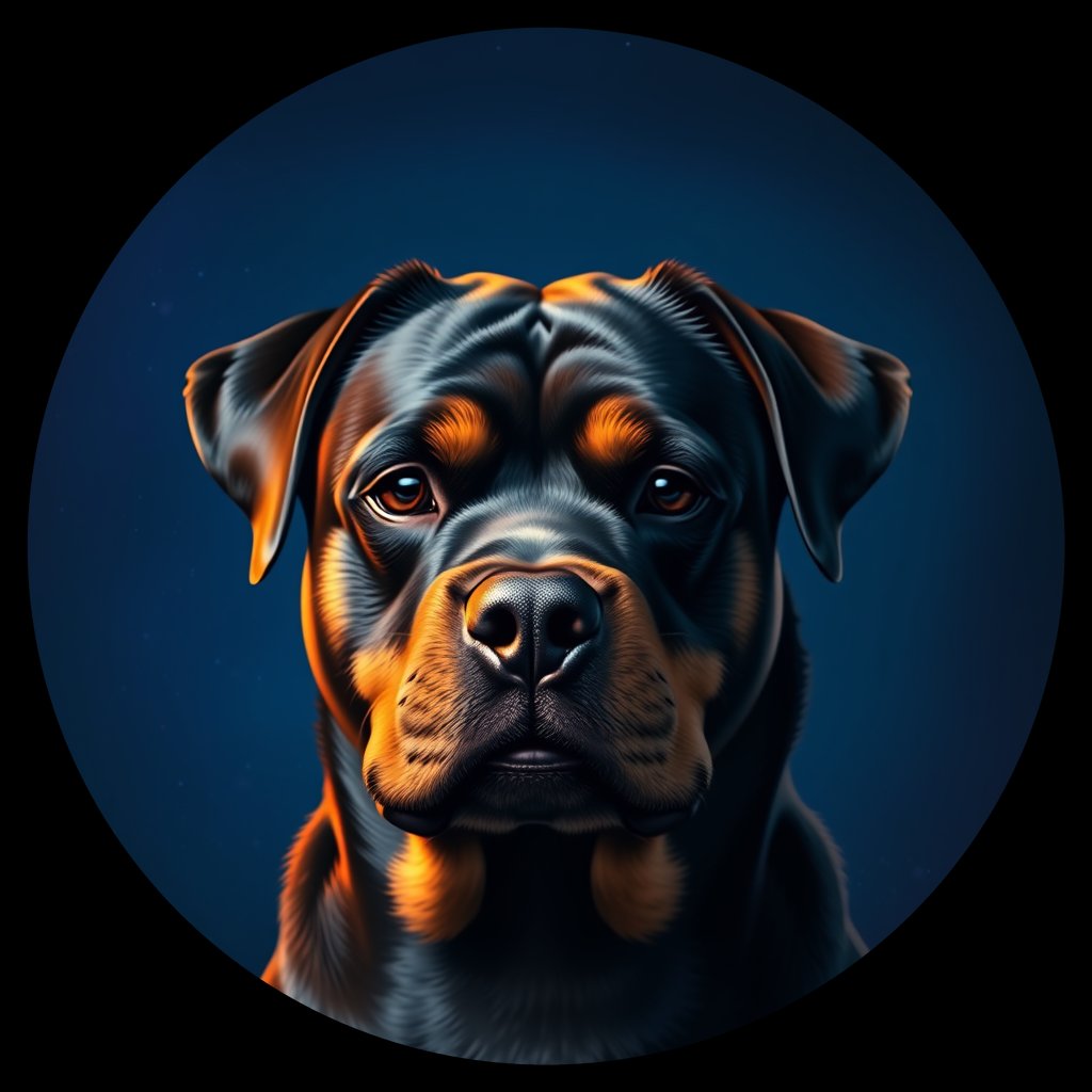 Cosmic medallion portrait of Rtw_GT349_Rtw_GT349, a Rottweiler