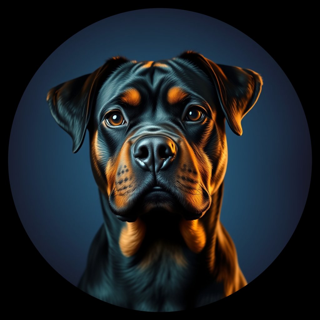 Cosmic medallion portrait of Rtw_GT351_Rtw_GT351, a Rottweiler