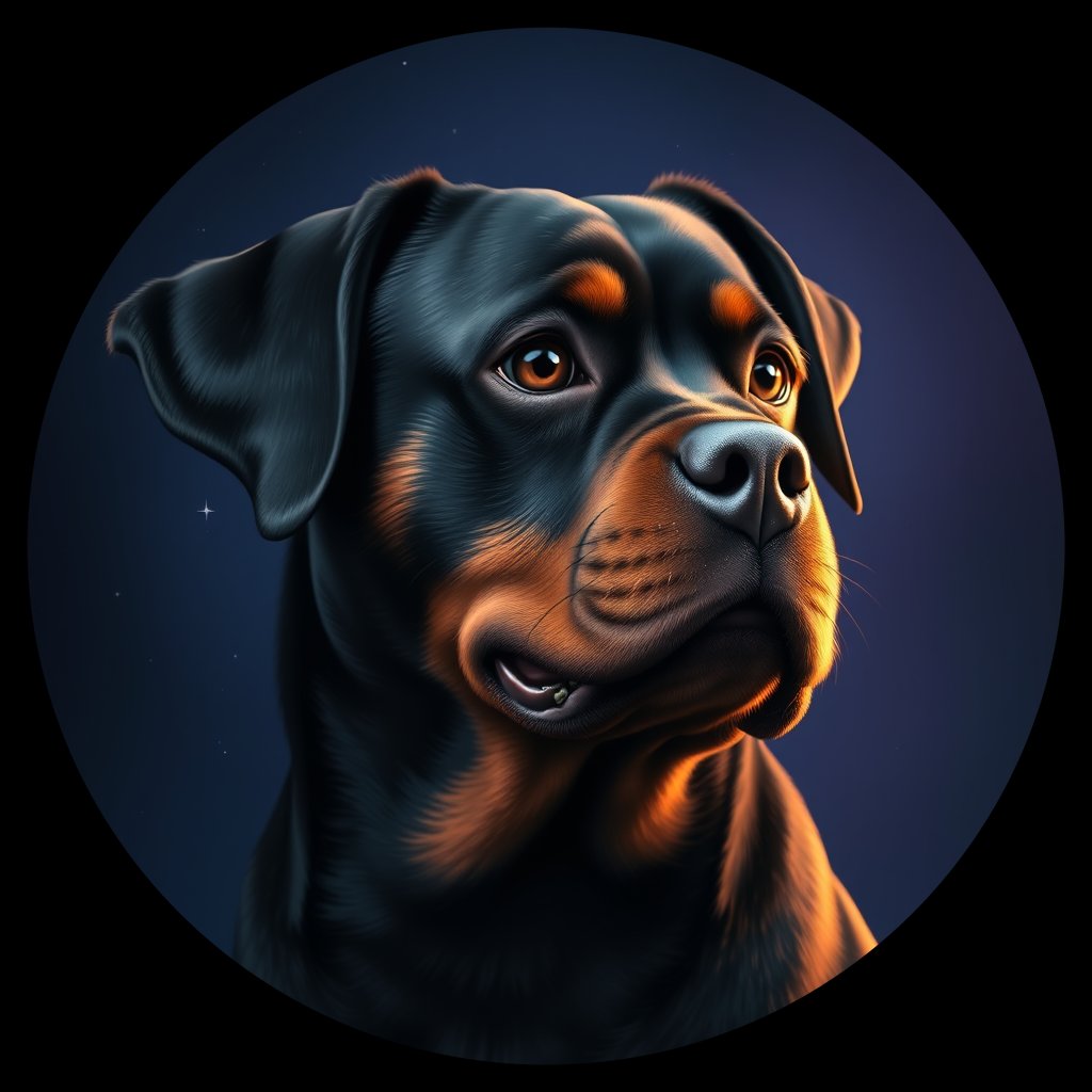 Cosmic medallion portrait of Rtw_GT352_Rtw_GT352, a Rottweiler