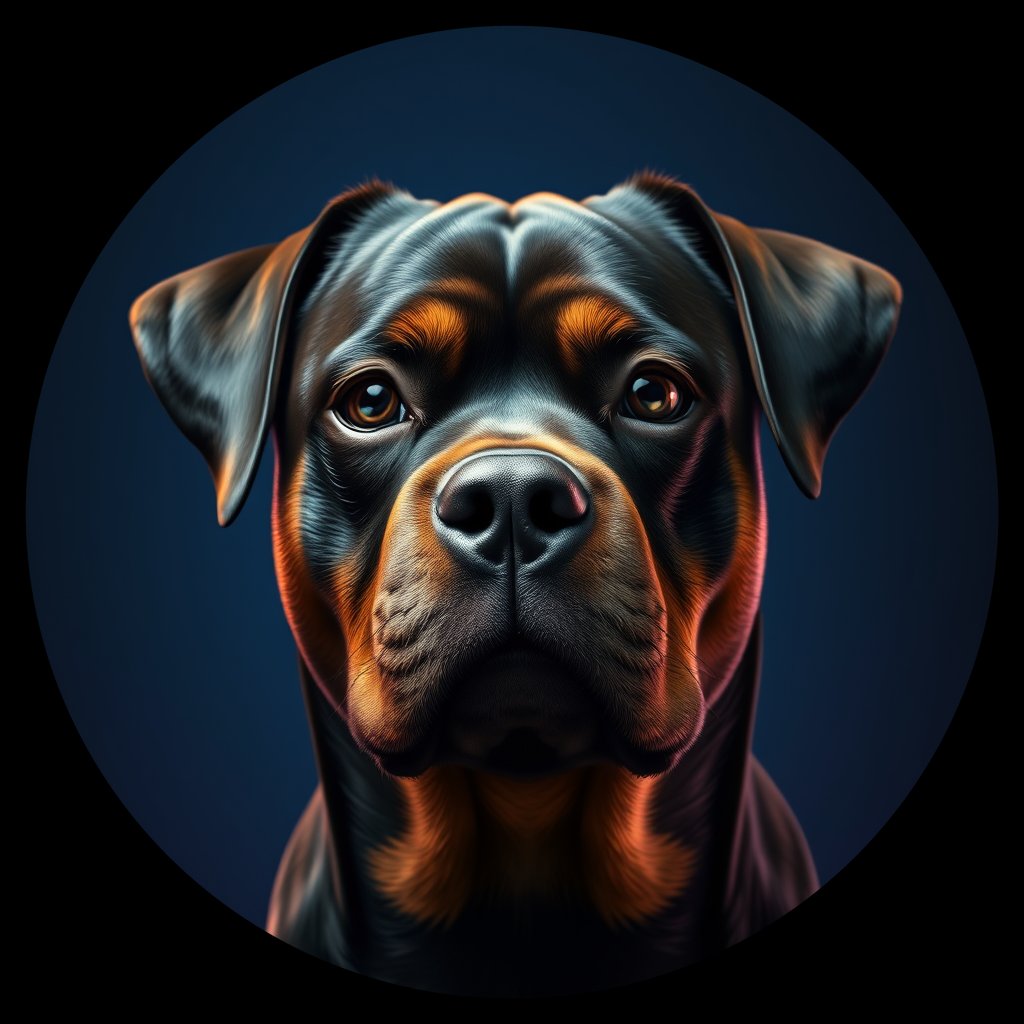 Cosmic medallion portrait of Rtw_GT353_Rtw_GT353, a Rottweiler