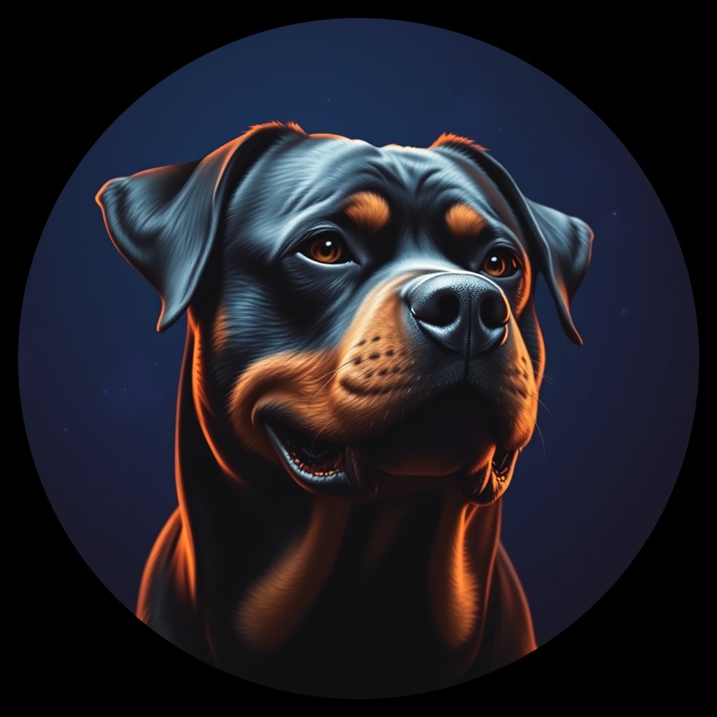 Cosmic medallion portrait of Rtw_GT354_Rtw_GT354, a Rottweiler