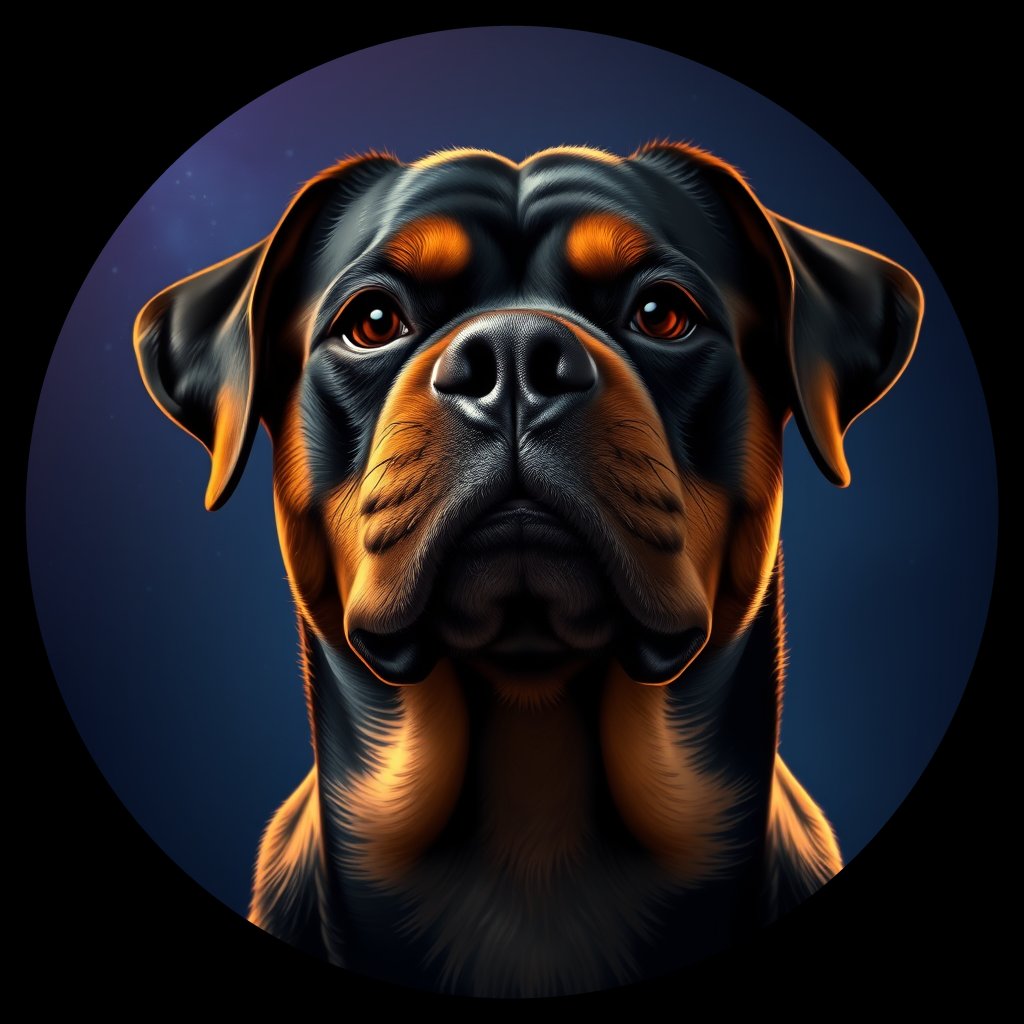 Cosmic medallion portrait of Rtw_GT356_Rtw_GT356, a Rottweiler