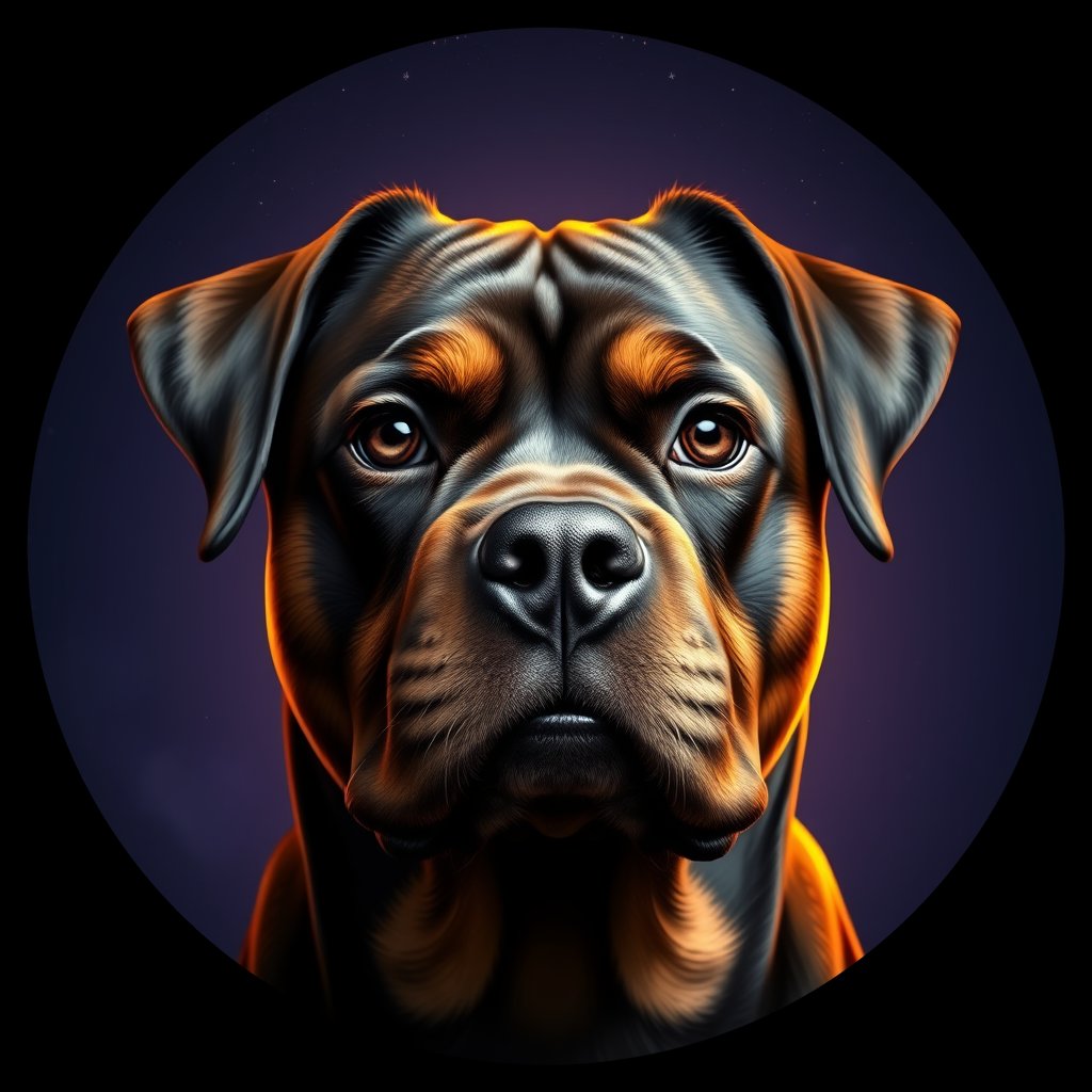 Cosmic medallion portrait of Rtw_GT357_Rtw_GT357, a Rottweiler